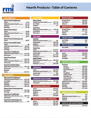 2021 Hearth Catalog Table of Contents