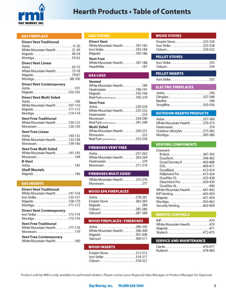 2023 hearth catalog table of contents screenshot